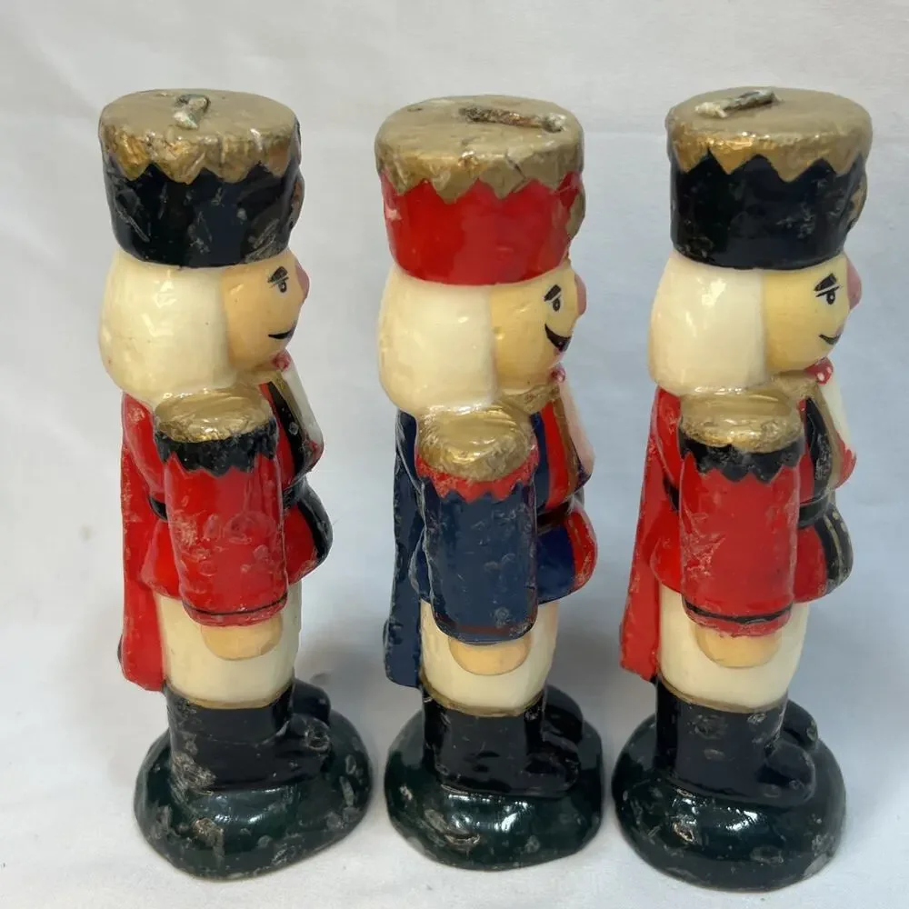 Vintage Nutcracker Soldiers Holiday Wax Candles Figurines 1990s Set of 3